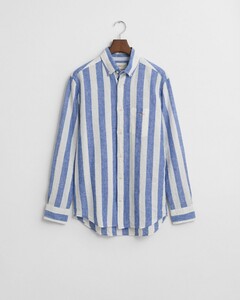 Gant Cotton Linnen Bold Stripe Button-Down Overhemd Rich Blue