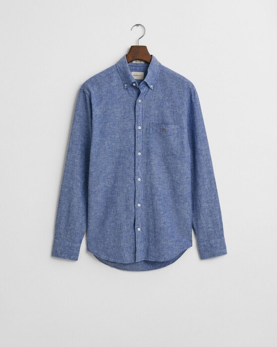 Gant Cotton Linnen Button-Down Overhemd Rich Blue
