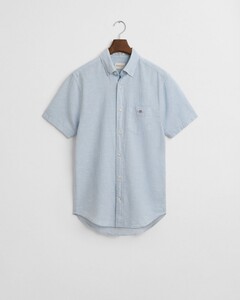 Gant Cotton Linnen Short Sleeve Button-Down Overhemd Fresh Blue