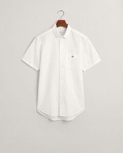 Gant Cotton Linnen Short Sleeve Button Down Overhemd Wit