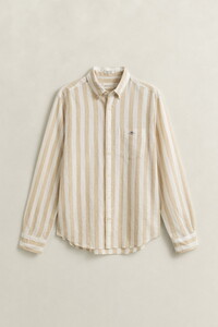 Gant Cotton Linnen Stripe Button-Down Overhemd Oat Beige
