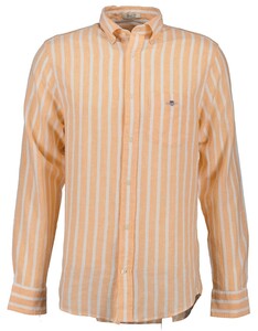 Gant Cotton Linnen Striped Button-Down Overhemd Peachy Orange