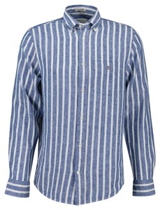 Gant Cotton Linnen Striped Button-Down Overhemd Rich Blue