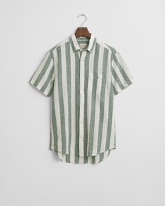 Gant Cotton Linnen Yarn Dyed Stripes Overhemd Woody Green
