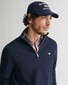 Gant Cotton Merino Uni Color Micro Textured Half Zip Pullover Evening Blue