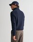 Gant Cotton Merino Uni Color Micro Textured Half Zip Pullover Evening Blue