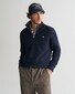 Gant Cotton Merino Uni Color Micro Textured Half Zip Pullover Evening Blue