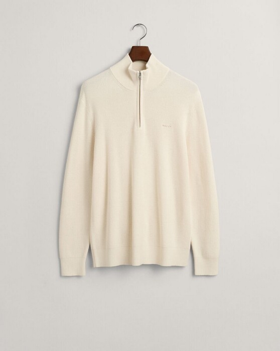 Gant Cotton Merinowool Rib Half-Zip Pullover Crème