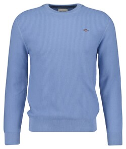 Gant Cotton Micro Textured Crew Neck Pullover Clear Sky