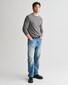 Gant Cotton Micro Textured Crew Neck Pullover Dark Grey Melange