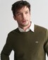 Gant Cotton Micro Textured Crew Neck Pullover Juniper Green