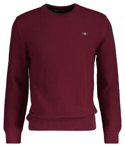 Gant Cotton Micro Textured Crew Neck Pullover Wine Red