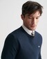 Gant Cotton Micro Textured Crew Neck Trui Avond Blauw