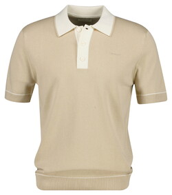 Gant Cotton Modal Polo Pullover Luxury Contrast Stripe Details Oat Beige