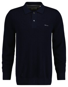 Gant Cotton Piqué Polo Collar Trui Avond Blauw