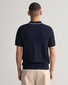 Gant Cotton Pique Short Sleeve Texture Knit Poloshirt Evening Blue