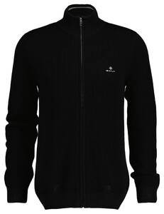 Gant Cotton Pique Zip Cardigan Black