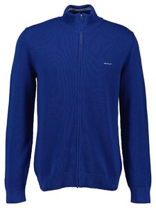 Gant Cotton Piqué Zip Cardigan Rich Blue