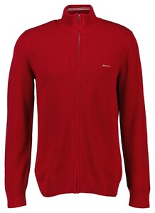 Gant Cotton Piqué Zip Cardigan Ruby Red