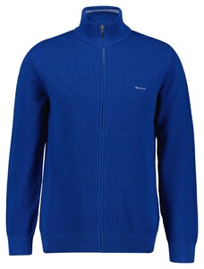 Gant Cotton Piqué Zip Cardigan Vest Lapis Blue