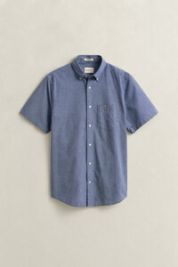 Gant Cotton Poplin Short Sleeve Button Down Overhemd College Blue