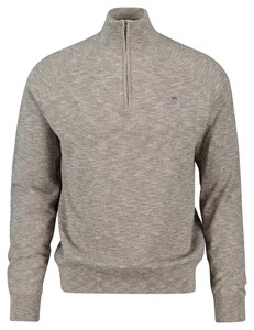 Gant Cotton Slub Half-Zip Pullover Mid Brown