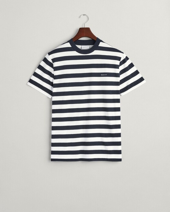 Gant Cotton Stripe Crew Neck T-Shirt Avond Blauw