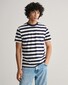 Gant Cotton Stripe Crew Neck T-Shirt Avond Blauw