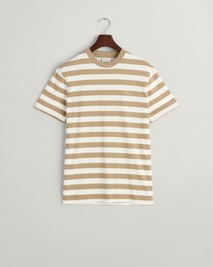 Gant Cotton Stripe Crew Neck T-Shirt Dried Khaki