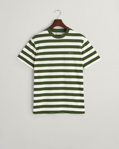 Gant Cotton Stripe Crew Neck T-Shirt Pine Green