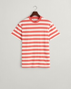 Gant Cotton Stripe Crew Neck T-Shirt Sunset Pink