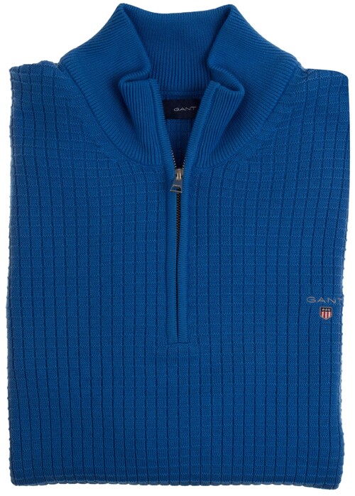 Gant Cotton Textured Halfzip Pullover Palace Blue