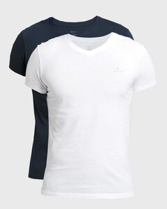Gant Cotton V-Neck 2Pack T-Shirt Navy-Wit