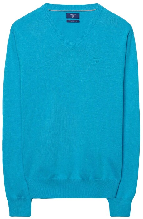 Gant Cotton V-Neck Pullover Aqua Blue