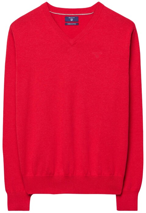 Gant Cotton V-Neck Pullover Bright Red
