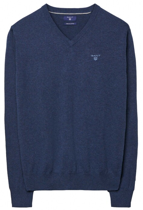 Gant Cotton V-Neck Pullover Denim Blue