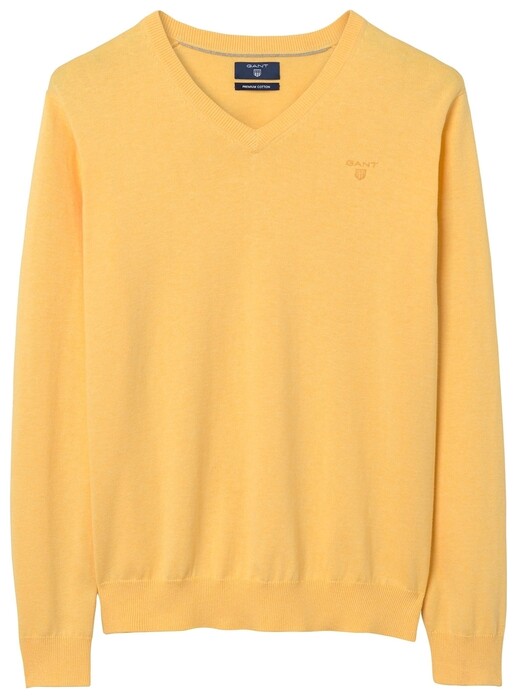 Gant Cotton V-Neck Pullover Light Yellow Melange