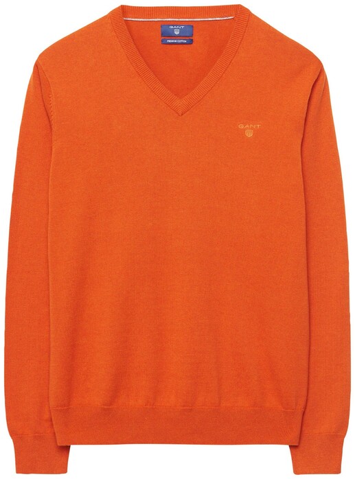 Gant Cotton V-Neck Pullover Orange Melange