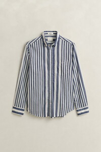 Gant Cotton Voile Stripe Button-Down Shirt Rich Navy