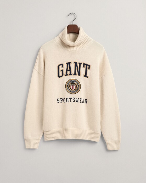 Gant Cotton Wool Crest Shield Rollneck Trui Crème
