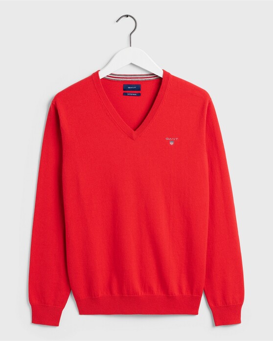 Gant Cotton Wool V-Neck Pullover Bright Red