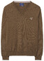 Gant Cotton Wool V-Neck Pullover Dark Hazelnut Melange