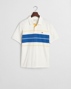 Gant Cotton Yarn Dyed Stripe Short Sleeve Heavy Rugger Polo Eggshell