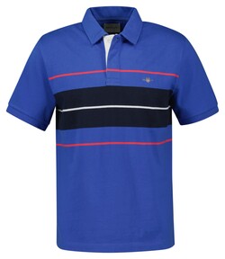 Gant Cotton Yarn Dyed Stripe Short Sleeve Heavy Rugger Polo Rich Blue