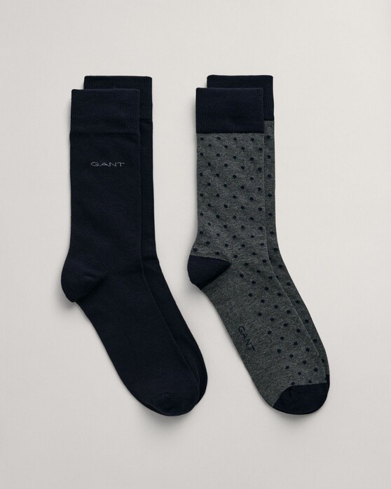 Gant Dot And Solid Socks 2Pack Anthracite Grey