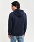 Gant Embossed Full Zip Hoodie Split Kangaroo Pocket Cardigan Evening Blue