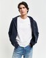 Gant Embossed Full Zip Hoodie Split Kangaroo Pocket Cardigan Evening Blue