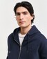 Gant Embossed Full Zip Hoodie Split Kangaroo Pocket Cardigan Evening Blue