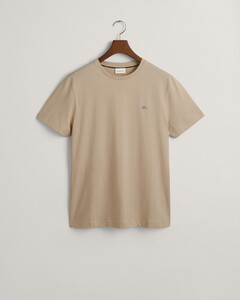 Gant Embroidered Archive Shield Detail Solid Color T-Shirt Concrete Beige