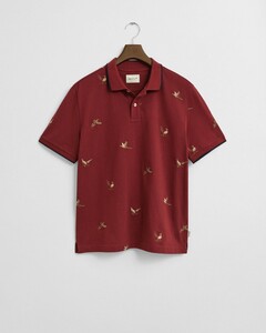 Gant Embroidered Flying Duck Pattern Polo Plumped Red